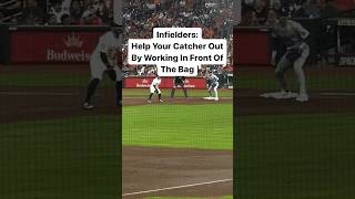 infielders should help your catcher shortsviral mlb baseballbaseballhighlights [upl. by Ellehcan]