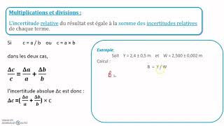 Les calculs dincertitude [upl. by Gilbye]