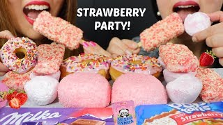 ASMR STRAWBERRY ICE CREAM  CHOCOLATE PARTY 리얼사운드 먹방  KimampLiz ASMR [upl. by Keelia]