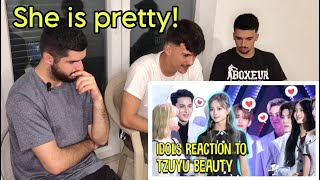 FNF Reacting to KPOP Idols Reaction to TWICE Tzuyu Beauty  TWICE REACTION [upl. by Enilemme]