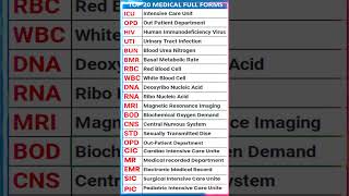 Very Importent Medical Full forms list Hospital realted Full forms  OPD ICU IPD CCU NICU PICU [upl. by Kally]