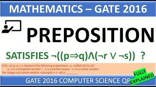 GATE 2016 CS Q1  Let p q r s represent the following propositions [upl. by Kessel]