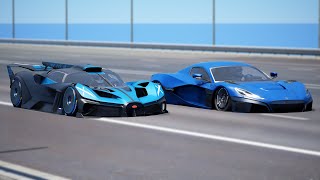 1000KMH Bugatti Bolide vs Rimac Nevera  DRAG amp TRACK RACE [upl. by Evanne712]