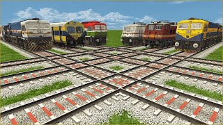 SIX EXPRESS TRAINS CROSSING FORKED DIAMOND RAILROAD TRACKS  Train Simulator  CrazyTrainCrossing [upl. by Rebekkah670]