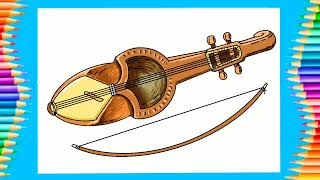 How to draw Musical Instrument  Sarangi Drawing step by step  Nepali Musical Instrument [upl. by Adelpho]