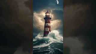 Lighthouse Survives Storm on Coral Island lighthouse storm thunderstorm oceanwaves hardrain [upl. by Eahsan154]