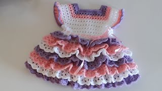 Crochet 13 How to crochet a layered baby dress [upl. by Icnan526]