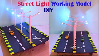 street light working model for science project exhibition  simple and easy  howtofunda [upl. by Eirelam]