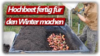 Hochbeet winterfest machen Knoblauch erfolgreich stecken im Oktober im Gemüsegarten [upl. by Cohberg]