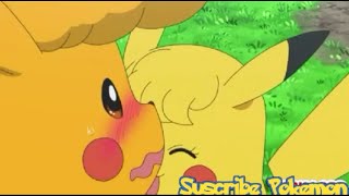 Pokemon Sun and Moon Episode 91 Pikachu getting kiss [upl. by Modnarb734]