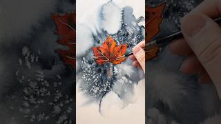 Watercolor with salt🍁❄️ watercolortutorial watercolorart watercolor [upl. by Alauqahs]