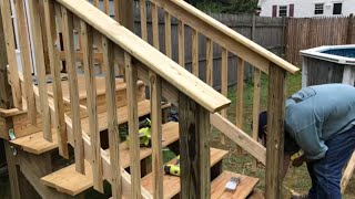 How To Add a Railing to a Stairway Easy DIY Project [upl. by Adnilre]