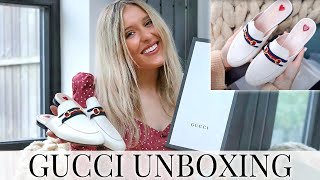 GUCCI PRINCETOWN SLIPPERSMULES UNBOXING amp REVIEW  LUXURY DESIGNER TRY ON [upl. by Sibyls]