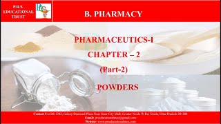 BPHARM 1st YEAR PHARMACEUTICSI UNIT2 POWDERS PARTII BYPROF DR AKHIL SHARMA [upl. by Anivad]