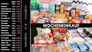 Lebensmittelpreise Lidl 2021 vs 2022  Wocheneinkauf mit Preisvergleich schockierend [upl. by Cirone870]