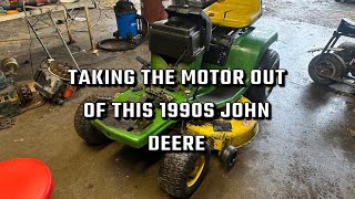 Taking the motor out of a 1990s John Deere STX38 ￼￼ [upl. by Enilamme126]