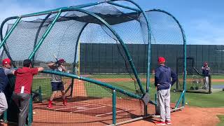 Bobby Dalbec Boston Red Sox powerhitting prospect takes BP at spring training 2019 [upl. by Wilfrid380]