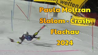 Crash by Paula Moltzan  Flachau  Slalom  2024 [upl. by Arsuy170]