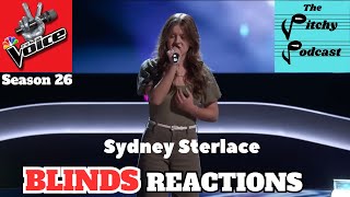 Sydney Sterlace Blind Auditions Reactions from Season 26 of NBCs The Voice [upl. by Laubin]