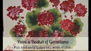 Paint a basket of red geraniums [upl. by Irak]