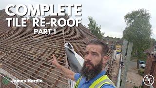 COMPLETE TILE REROOF PART 1 [upl. by Seltzer]