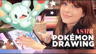 ASMR☄️ Pokemon Drawing Whispering iPad Sketching amp Crinkly Shirt Sounds [upl. by Walcoff]