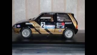 Fiat Uno Turbo ie Rally Limone Piemonte 1987 124 base Bburago by SamDieCastArt [upl. by Nylodnarb]