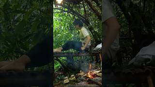 🤯solo camping😱  Relaxing forest  Survival Skills shorts [upl. by Palmore]