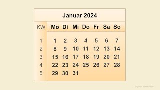 Kalender Januar 2024 [upl. by Tingley236]