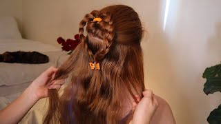 ASMR tingly hair play and fun hair styles on Izzy real person whisper [upl. by Etka]