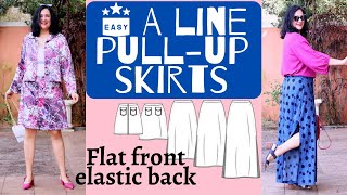 CUTE pullup SKIRTS Sewing DREAMS Easy does it Pattern Emporium CLEVER flat front elastic back [upl. by Feinstein]