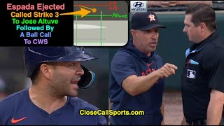 E87  Strike 3 to Jose Altuve Riles Joe Espada Ejected by Derek Thomas Over Later Ball Call to CWS [upl. by Aneev69]