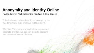 “Anonymity and Identity Online” Ederer GoldsmithPinkham Jensen NBER SI presentation re EJMR [upl. by Ezana]