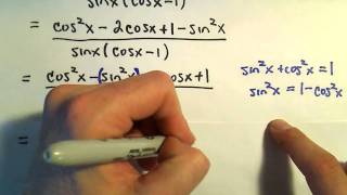 Simplifying Trigonometric Expressions Involving Fractions Example 2 [upl. by Yorle]