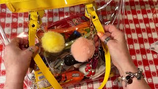 ASMR Clear Vinyl Purse Rummage No talking version Cleaning with spray bottleLooped 1X [upl. by Ahseekal]