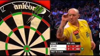 Dolan v Jones  13  Round One  World Darts Championship 2013 [upl. by Ciredor]