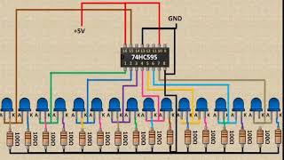 LEDs lights chaser using IC 74HC595 and 555 [upl. by Publia]