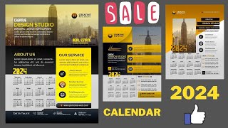 Wall Calendar Design template 2024  Calendar 2024  Free download Calendar 2024 Corporate Calendar [upl. by Lieno]