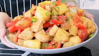 How to cook tenderly chicken and potatoes Easy one skillet chicken with pineapple sauce [upl. by Swainson]