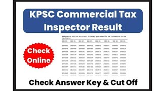 Low Cut Off 🔥 KPSC Commercial Tax Inspector Result 2024 CTI Cut Off Marks amp Merit List PDF Link [upl. by Lisetta]