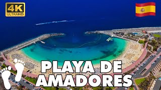 PLAYA DE AMADORES Gran Canaria Spain 🇪🇸  Beach‍ Walking Tour 🏖️🚶‍ 4K UHD [upl. by Opalina]