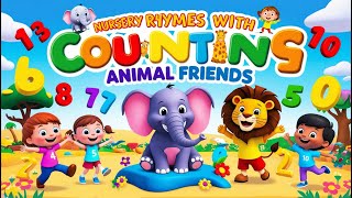 Counting with Animal Friends 🐘🦁  Fun Kids Song to Learn Numbers amp Animal Sounds [upl. by Ocana]