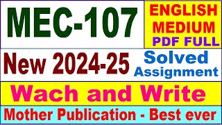 MEC 107 solved assignment 202425 in English  mec 107 solved assignment 2025  mec107 202425 [upl. by Rednaxela726]