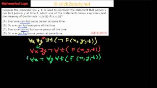 Mathematical Logic Example 1010 GATE CS 2010 predicate universal and existential quantification [upl. by Ambrosia143]