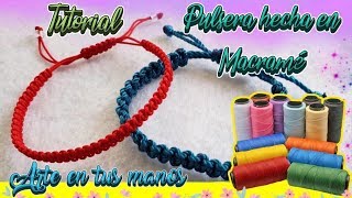 HACER PULSERA SENCILLA EN MACRAME EN 5 MINUTOSLOOM BANDSTUTORIAL COMPLETO [upl. by Harriot876]