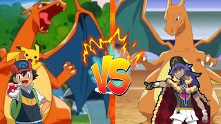 Ashs Charizard VS Leons Charizard Full Battle  In HindiUltra Anime Vidz [upl. by Hcab]