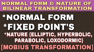 NORMAL FORM AND NATURE OF BILINEAR TRANSFORMATION 🔥 [upl. by Hgielrebma367]