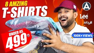 8 Best Stylish TShirts Under 500 For Men 🔥Lee Styli Ajio TShirt Haul Review 2023  ONE CHANCE [upl. by Nniroc765]