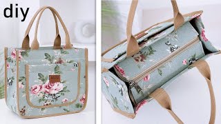 DIY Floral Cloth Bag Making  Zipper Lunch Box Bag Idea Another Way to Sew [upl. by Lawton]