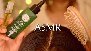 ASMR Hair Care with Wooden brushes and Scalp Serum  No Talking [upl. by Anitra]